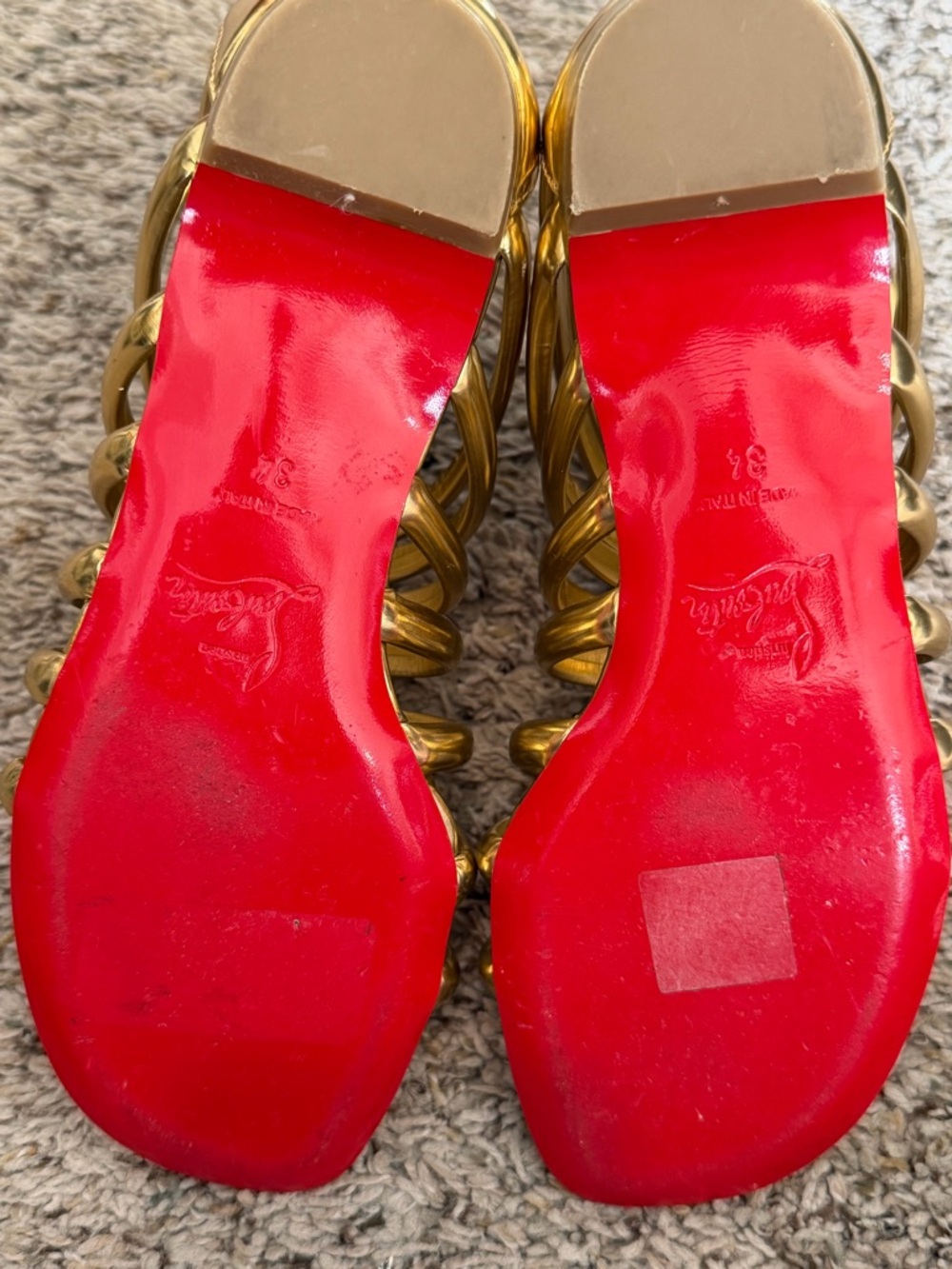 Gold Christian Louboutin Gladiator Sandals size 34 - Picture 6 of 7
